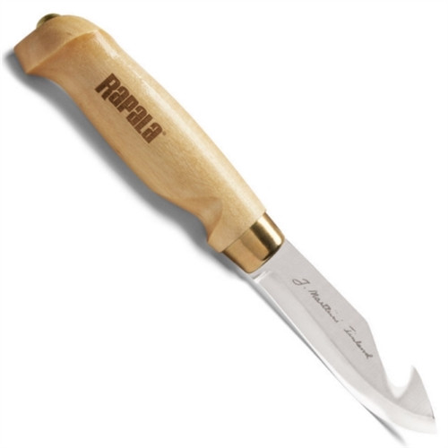 Rapala CBGH4 Classic Birch Gut Hook Fixed Blade Knife, Satin Blade
