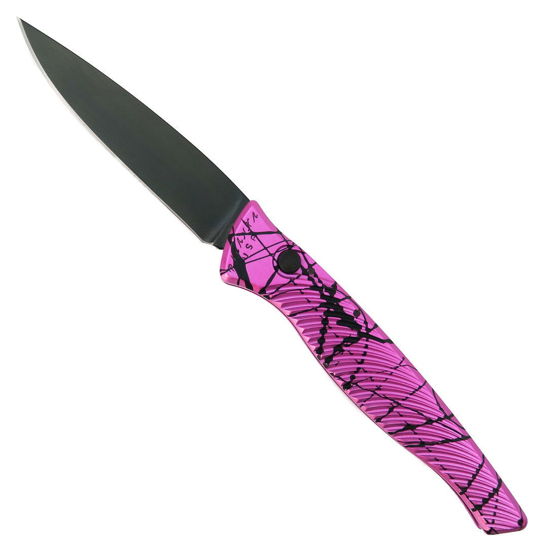 Piranha Pink DNA Auto Knife, CPM-S30V Black Blade