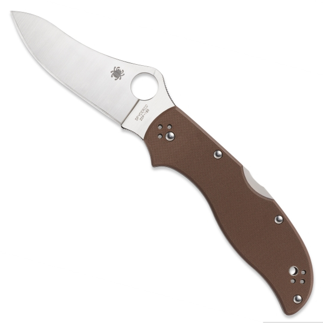 Spyderco Brown G10 Stretch 2 Knife, Satin ZDP-189 Blade