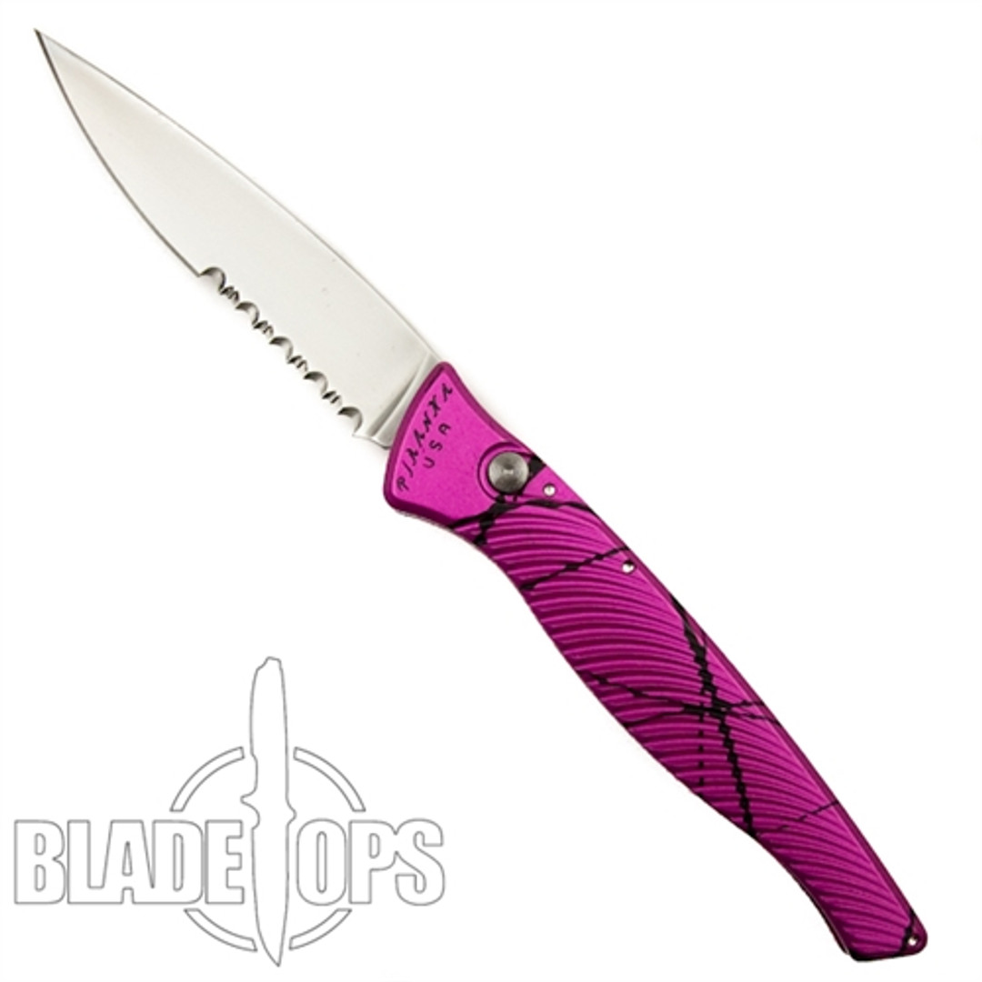 Piranha Pink DNA Auto Knife, CPM-S30V Mirror Combo Blade