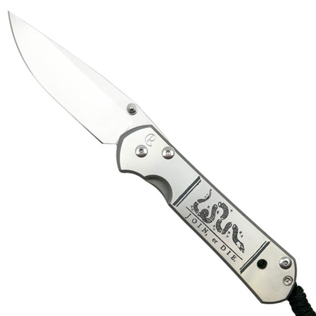 Chris Reeve L21-1248 CGG "Join Or Die" Large Sebenza 21 Titanium Folder Knife, CPM-S35VN Stonewash Blade
