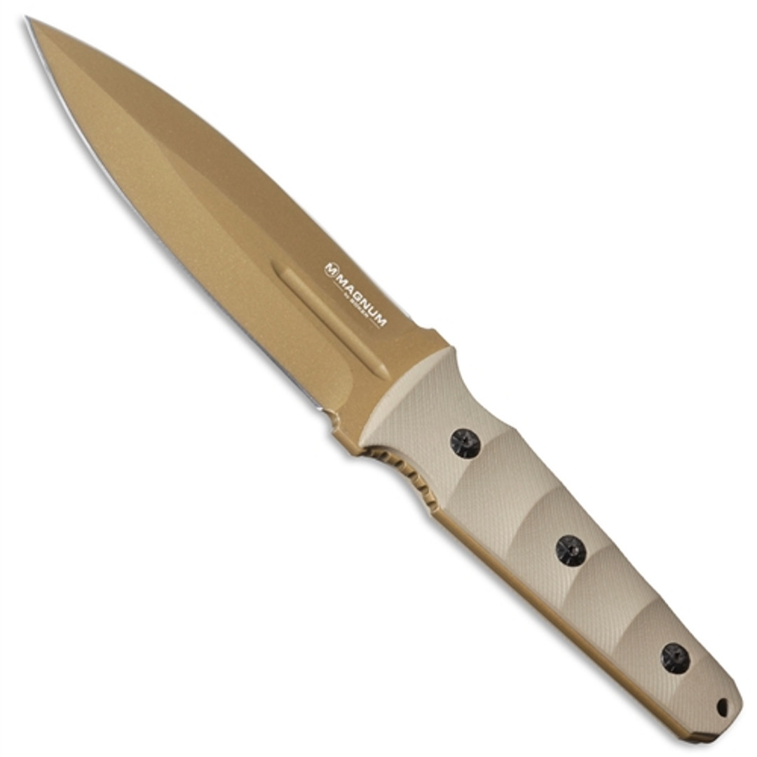 Boker Magnum Desert Booster Fixed Blade Knife, Tan G-10