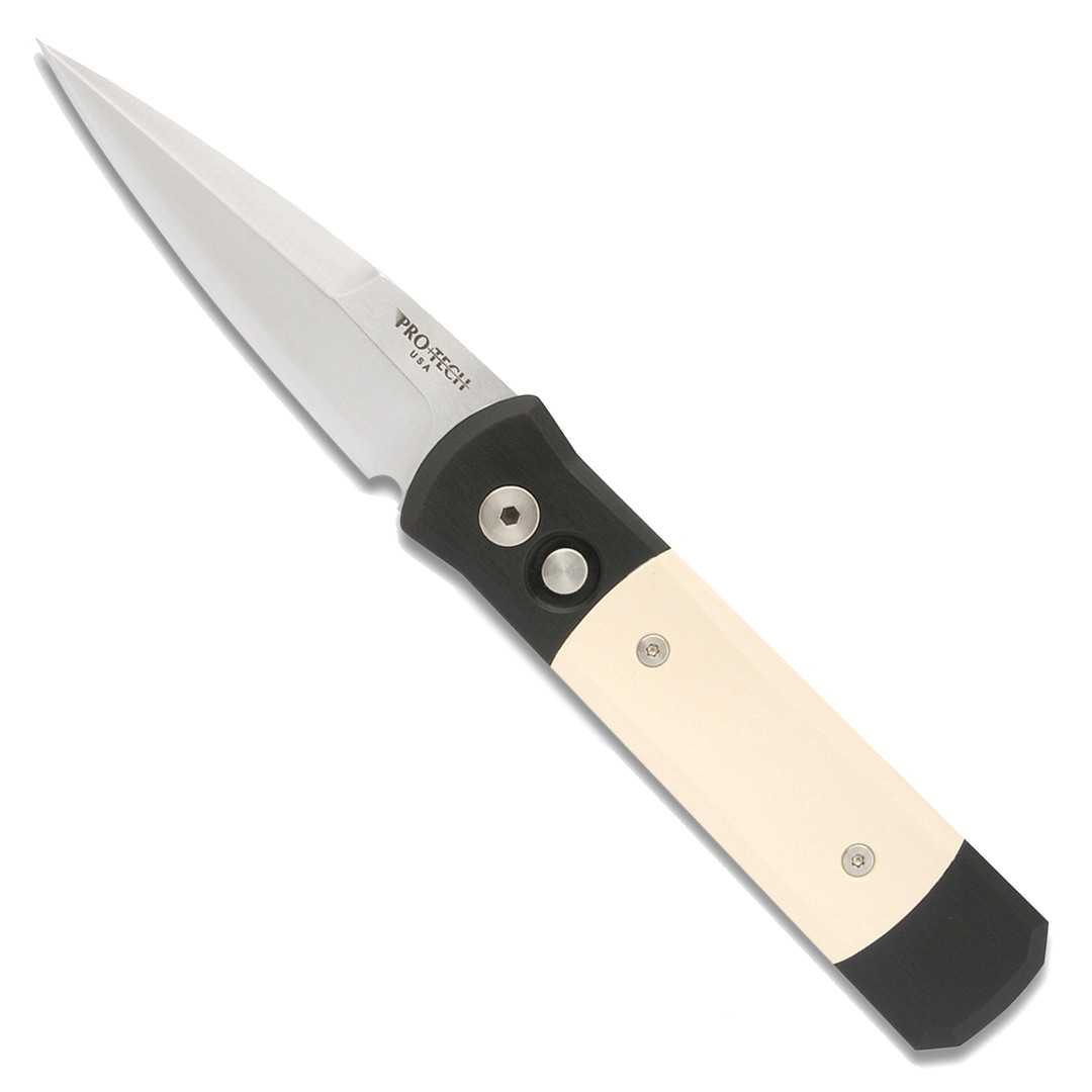 Pro-Tech 751 Tuxedo Godson Auto Knife, Ivory Micarta, 154CM Satin Blade