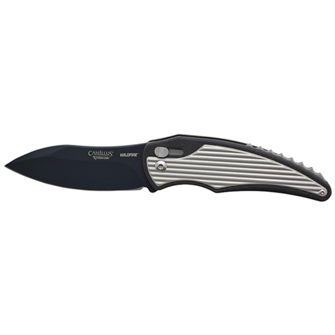 Camillus Wildfire 7.25" Robo-Launch Knife, Plain Black Blade