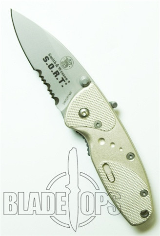 Smith & Wesson SORT Assisted Knife, Medium, Part Serrated Edge, SWSORTMS