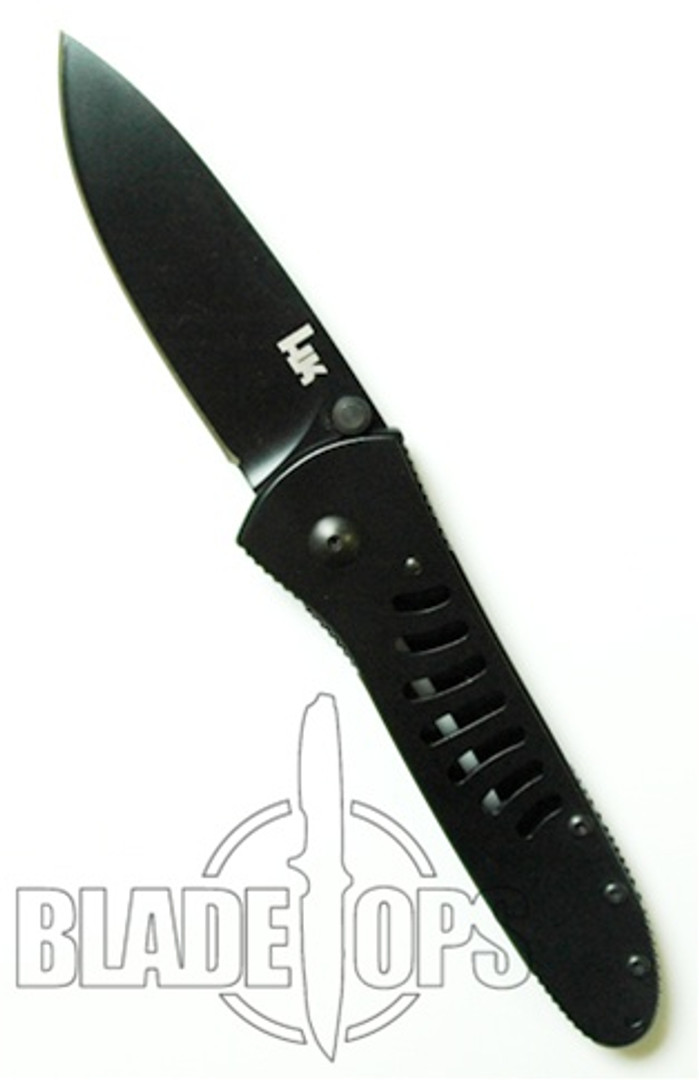 Benchmade H&K Monochrome Steirer Eisen Manual Folder Knife, Drop Point, 14320BK