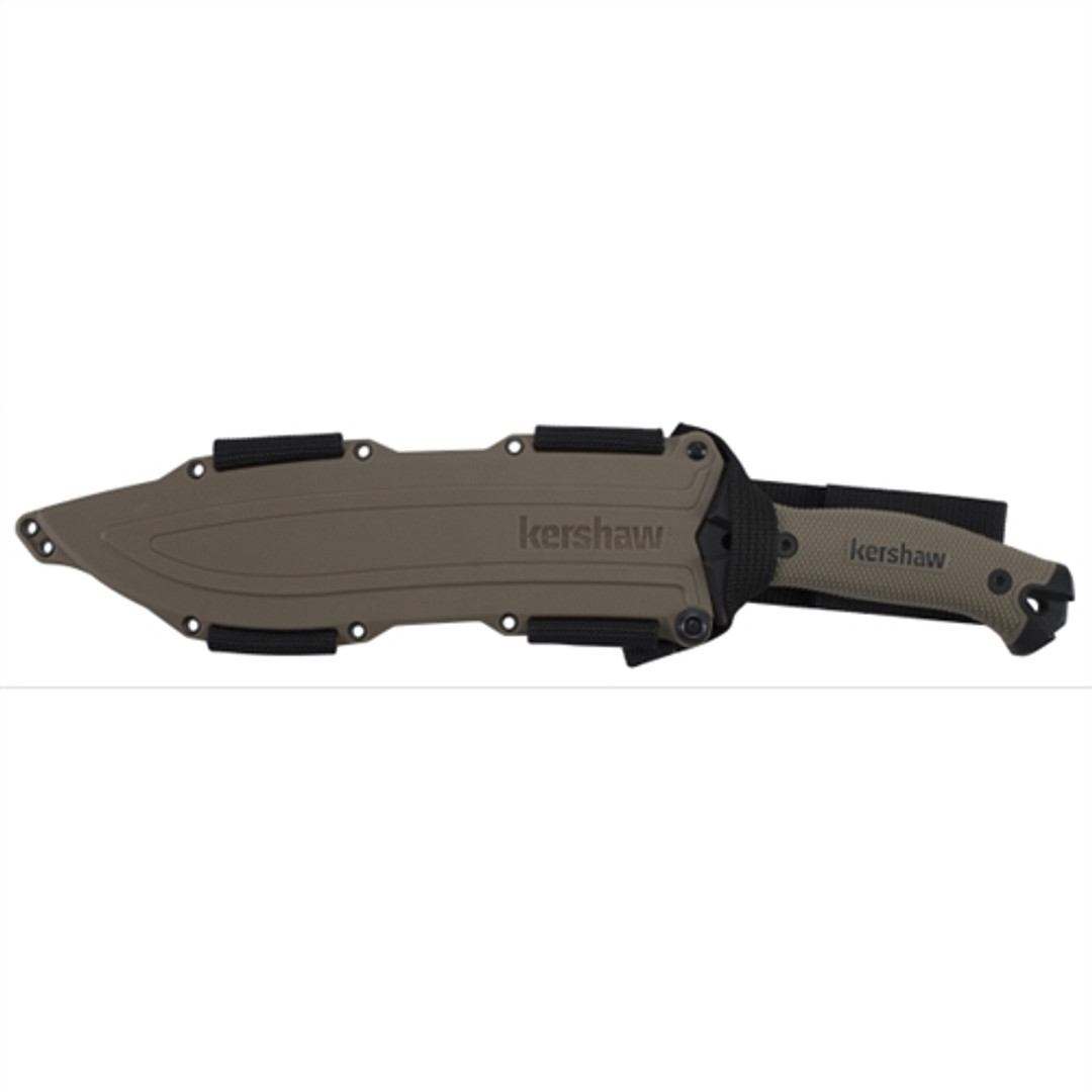 Kershaw 1077TAN Tan Camp 10 Fixed Blade Knife, Black Blade