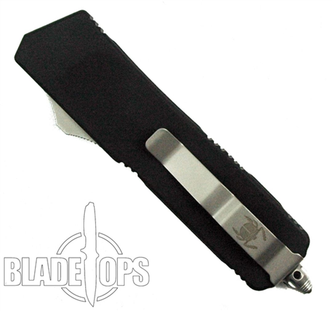 Microtech Tanto Executive Scarab OTF Knife, Apocalyptic Stonewash Combo Blade