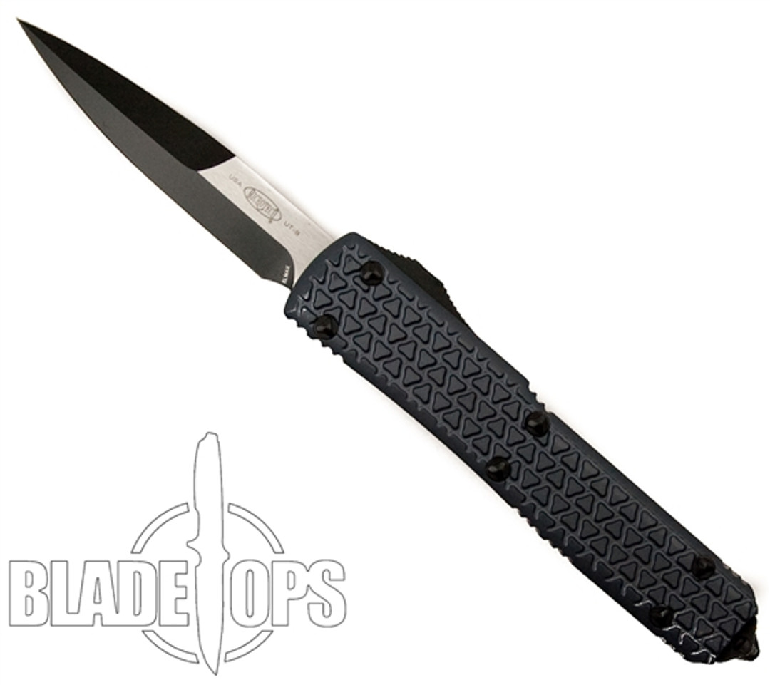 Microtech Grey Ultratech Tri-Grip OTF Knife, Bayonet DLC Blade