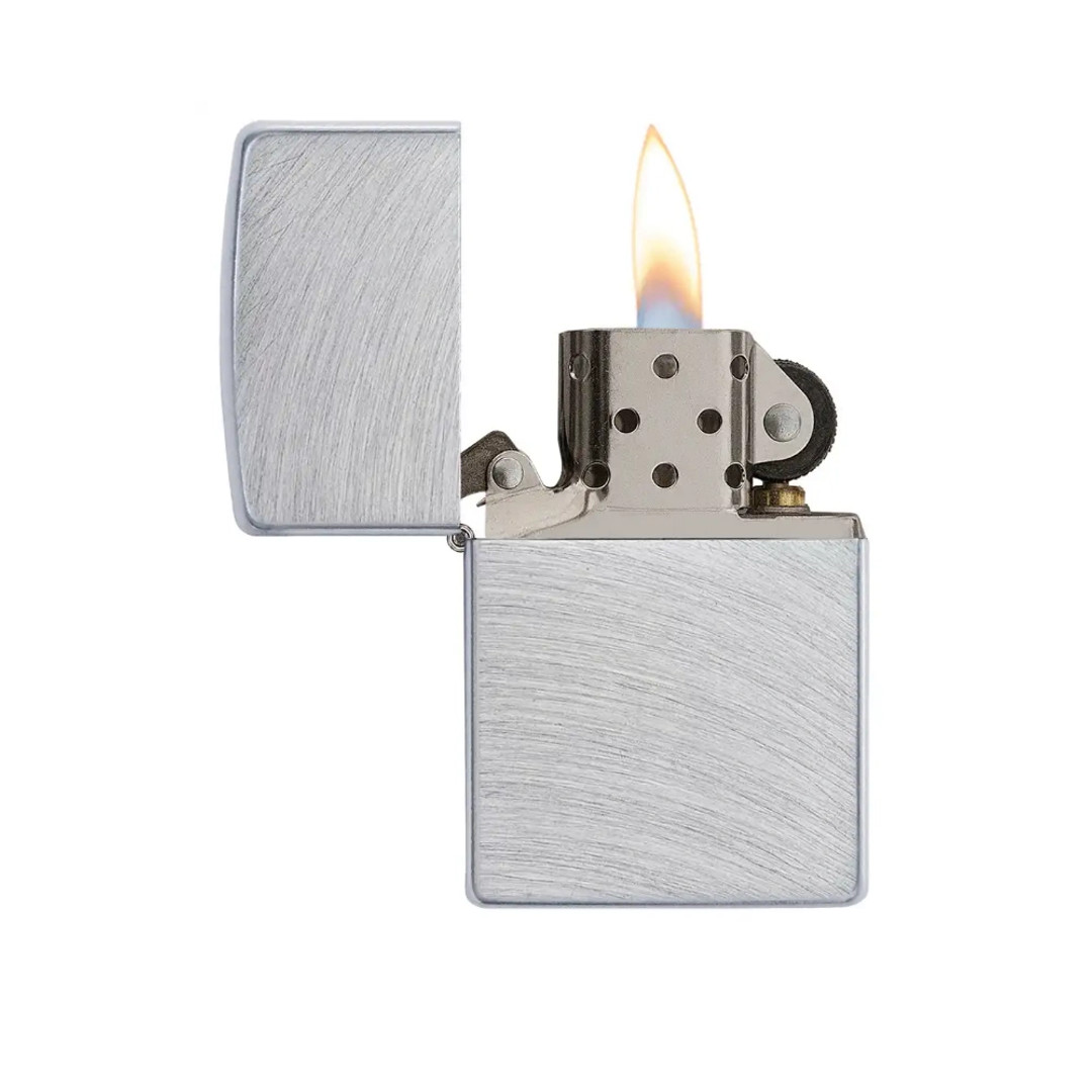 Zippo Regular Chrome Arch Lighter, Zippo 24647, open view