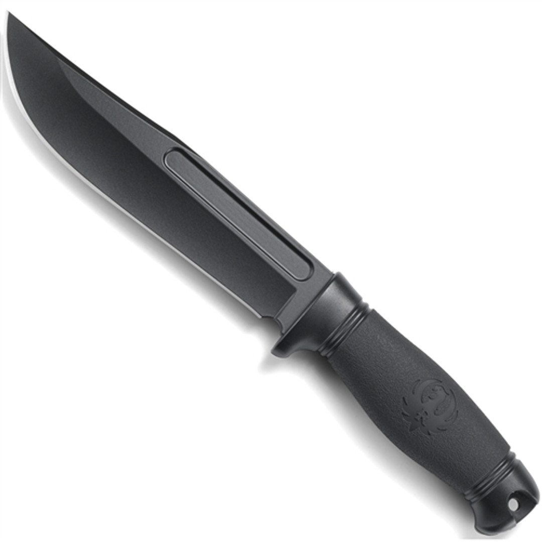 Ruger R2501K Muzzle-Brake Fixed Blade Knife, Black Blade