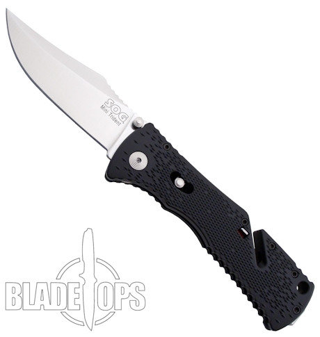 SOG Mini Trident TF22 Assist Knife, Satin Plain Edge Blade
