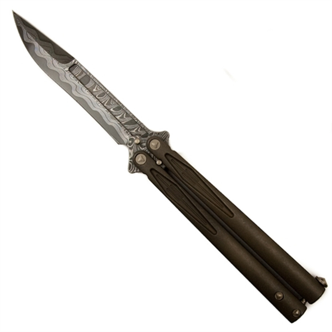 Microtech Custom Tachyon III Balisong, ELMAX Core Damascus Blade