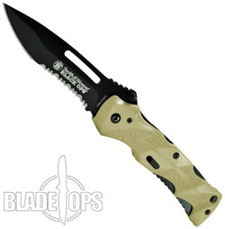 Smith & Wesson Black Ops Spring Assist Knife, Desert, P/S, SWBLOP2DS