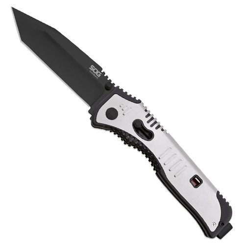SOG Flashback Spring Assist Knife, Black Tanto Point