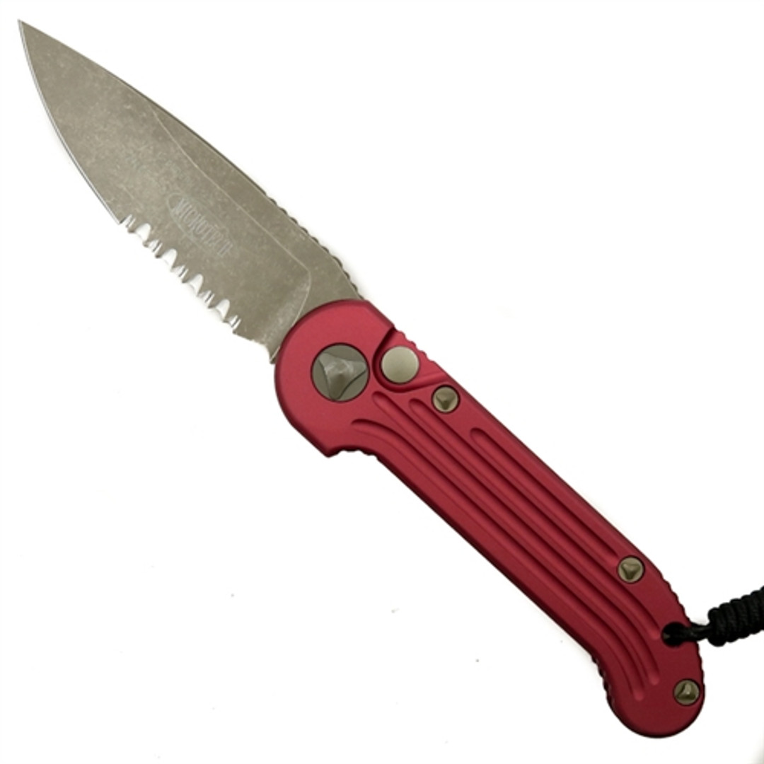 Microtech 135-14RD Red LUDT Auto Knife, Bronze Combo Blade