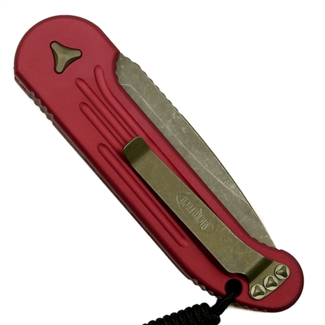 Microtech 135-14RD Red LUDT Auto Knife, Bronze Combo Blade