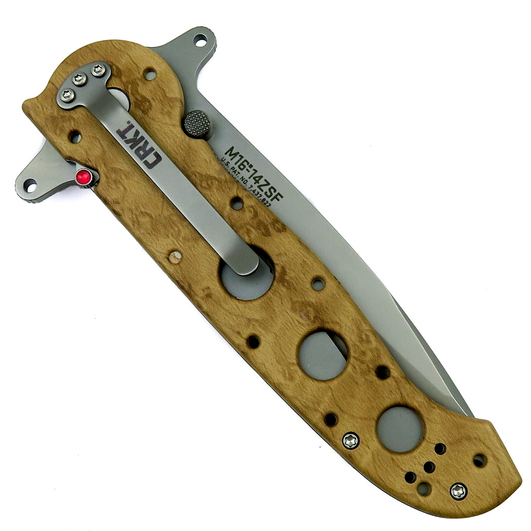 CRKT M16-14ZSF Desert Special Forces Tanto Knife, Combo Edge, clip view