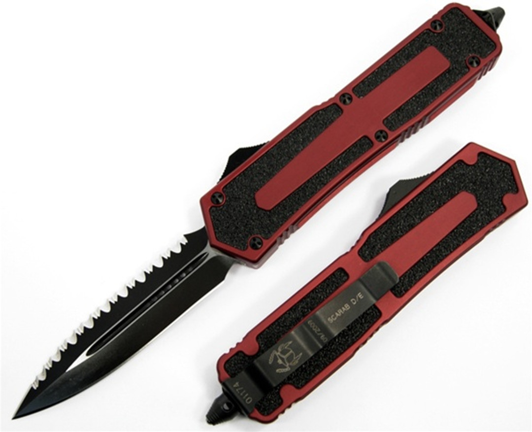 Microtech QD Scarab OTF Knife, Red Handle, Full Ser. MT110-3R