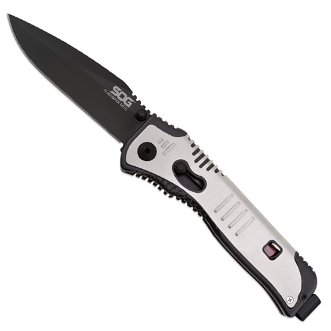 SOG Flashback Mini Spring Assist Knife, Black TiNi Drop Point