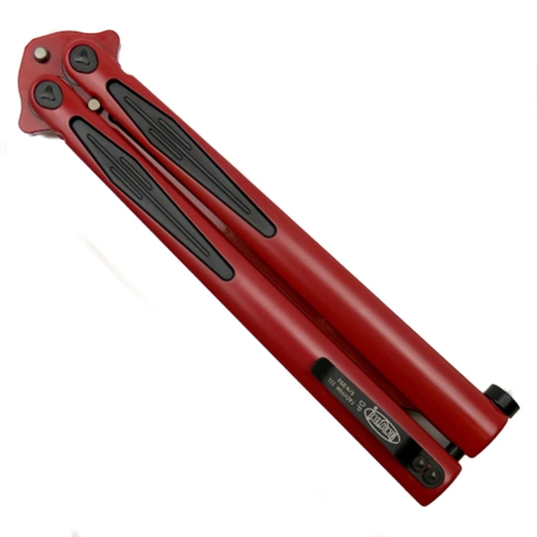 Microtech 173-1DP Deadpool Tachyon III Balisong Butterfly Knife, Red Blade