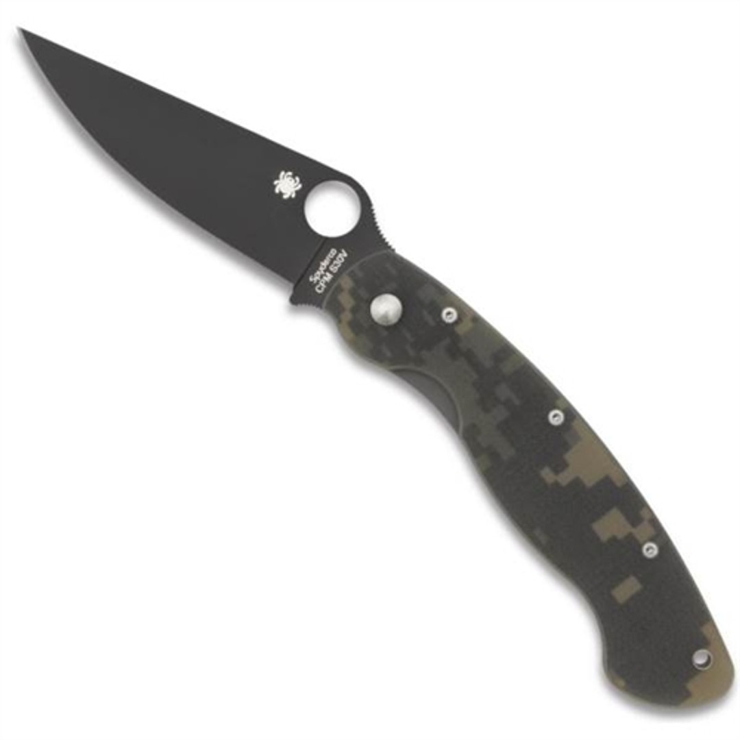 Spyderco Digi Camo Military Folder Knife, CPM-S30V Black Blade