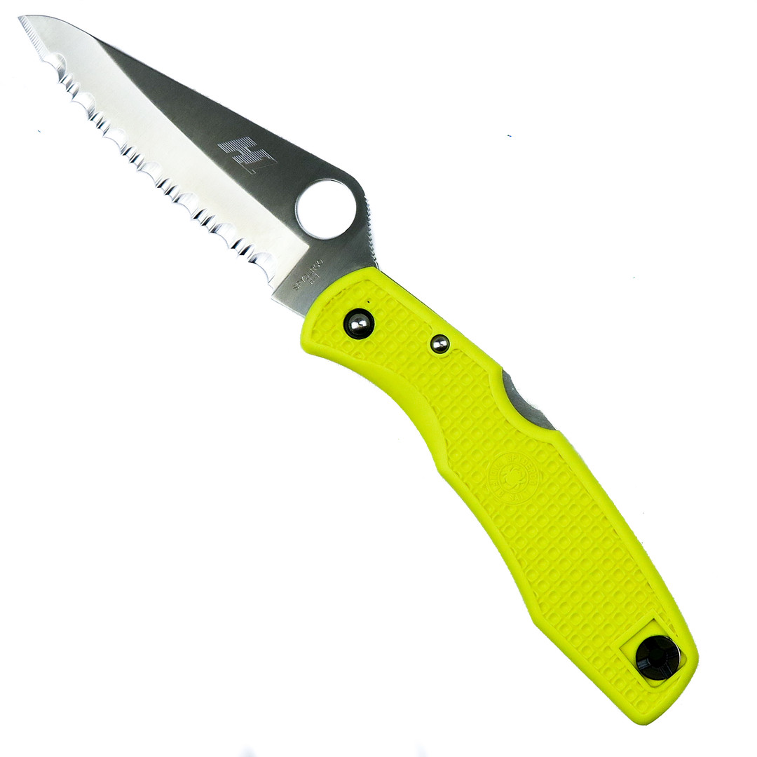 Spyderco Yellow Pacific Salt Lockback Knife H1 Spyderedge Blade