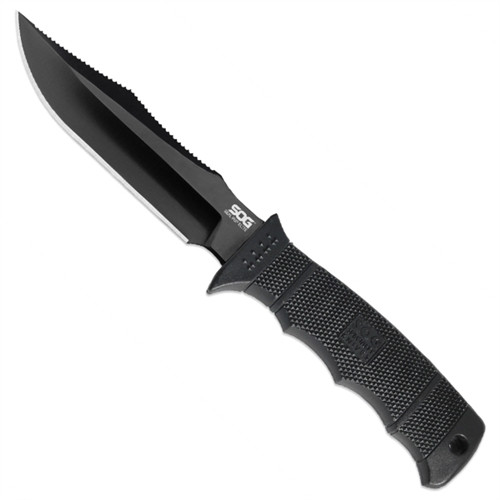 SOG E37S-N SEAL Pup Elite Fixed Blade Knife, Nylon Sheath, AUS-8 Black Blade
