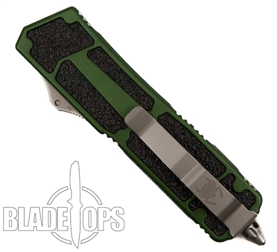 Microtech OD Green Navy Scarab S/E OTF Auto Knife, Satin Blade