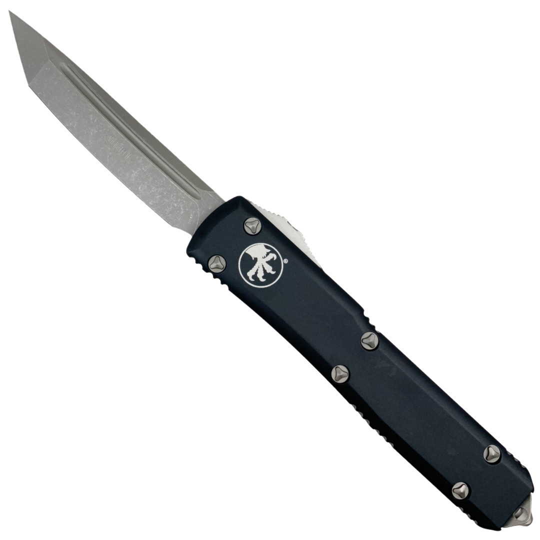 Microtech Ultratech OTF Auto Knife, Tanto Apocalyptic Stonewash Blade