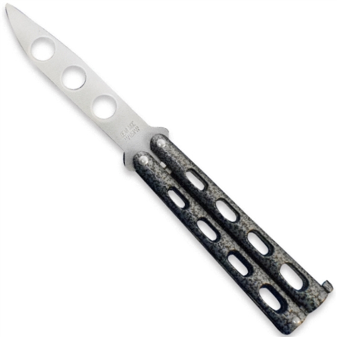 Bear & Son 113TR Silver Vein Compact Balisong Butterfly Knife, Satin Trainer Blade