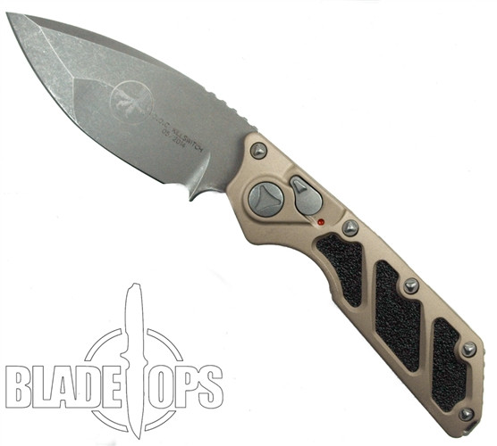 Microtech Tan DOC Killswitch Automatic Knife, Apocalyptic Stonewash