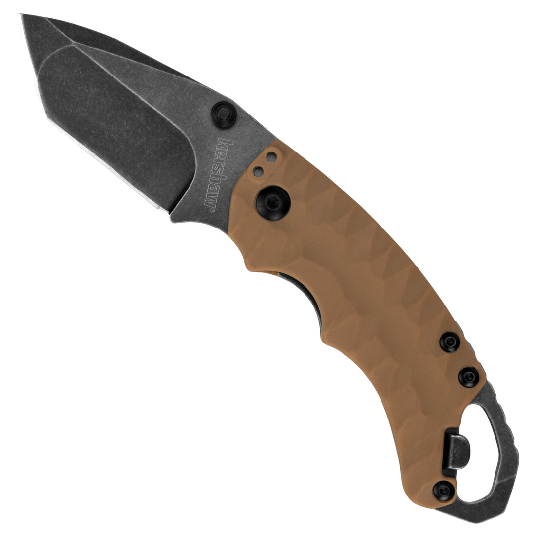 Kershaw Tan Shuffle II Folder Knife, Tanto BlackWash Blade