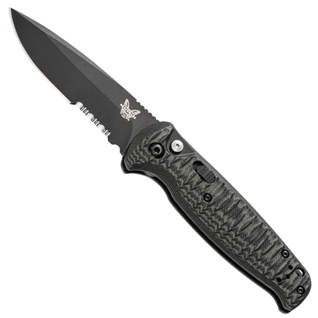 Benchmade 4300SBK-1 Green/Black CLA Auto Knife, 154CM Black Combo Blade