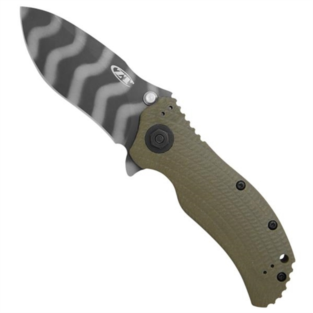 Zero Tolerance 0301 Spring Assist Knife, S30V Tigerstripe Plain Blade, Green G10 and Titanium Handles