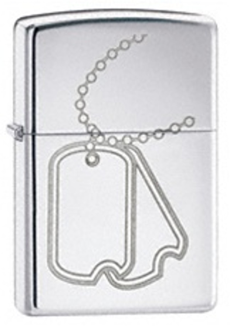 Dog Tags Zippo, Etched on High Polish Chrome, 24836