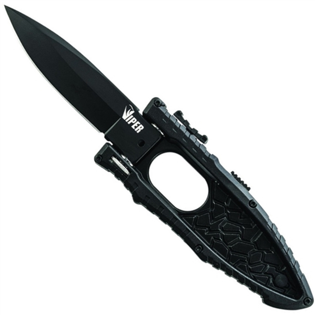 Schrade Side Assist Viper Knife, Black Drop Point Blade