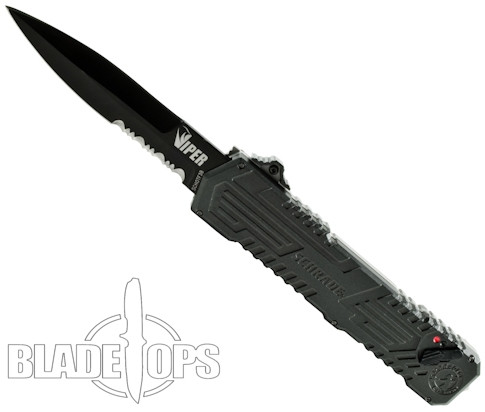 Schrade Viper SCHOTF3BS Out The Front Assist Knife, Black Dagger Combo Blade