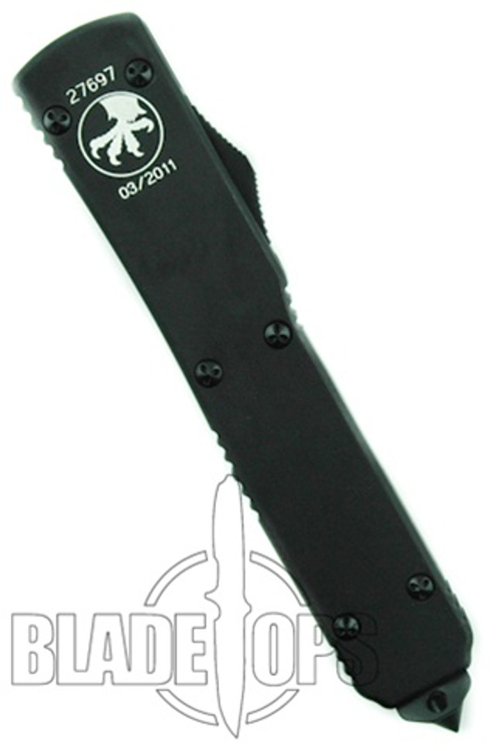 Microtech Tactical Ultratech OTF Knife, Dual Edge Black Plain/Full Serrated Blade, 122-3T