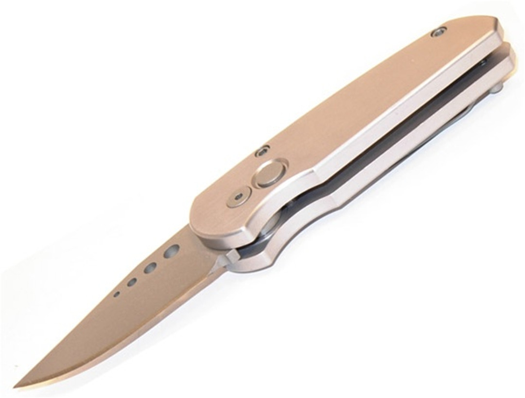 Pro-Tech Runt 2  Cali-Legal Auto Knife, Silver Handle, Plain BeadBlast Blade
