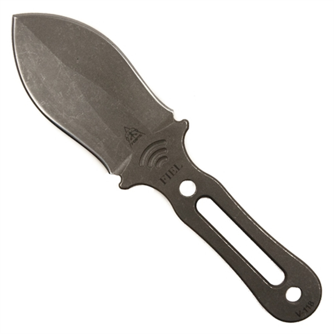 TOPS Fiel Fixed Blade Neck Knife, 1095 Carbon Stonewash Dagger Blade