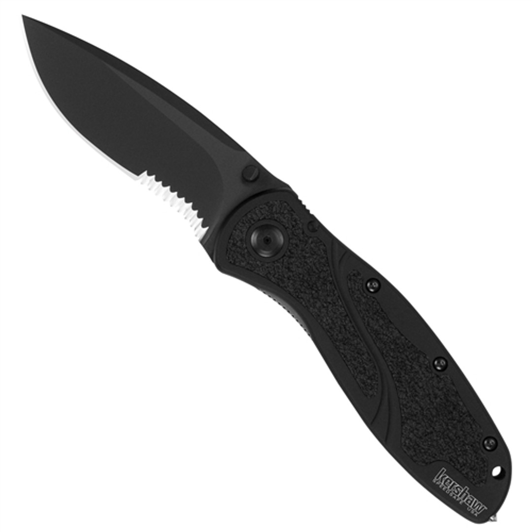 Kershaw Glass Breaker Blur Spring Assisted Knife, Black Combo Blade, 1670GBBLKST