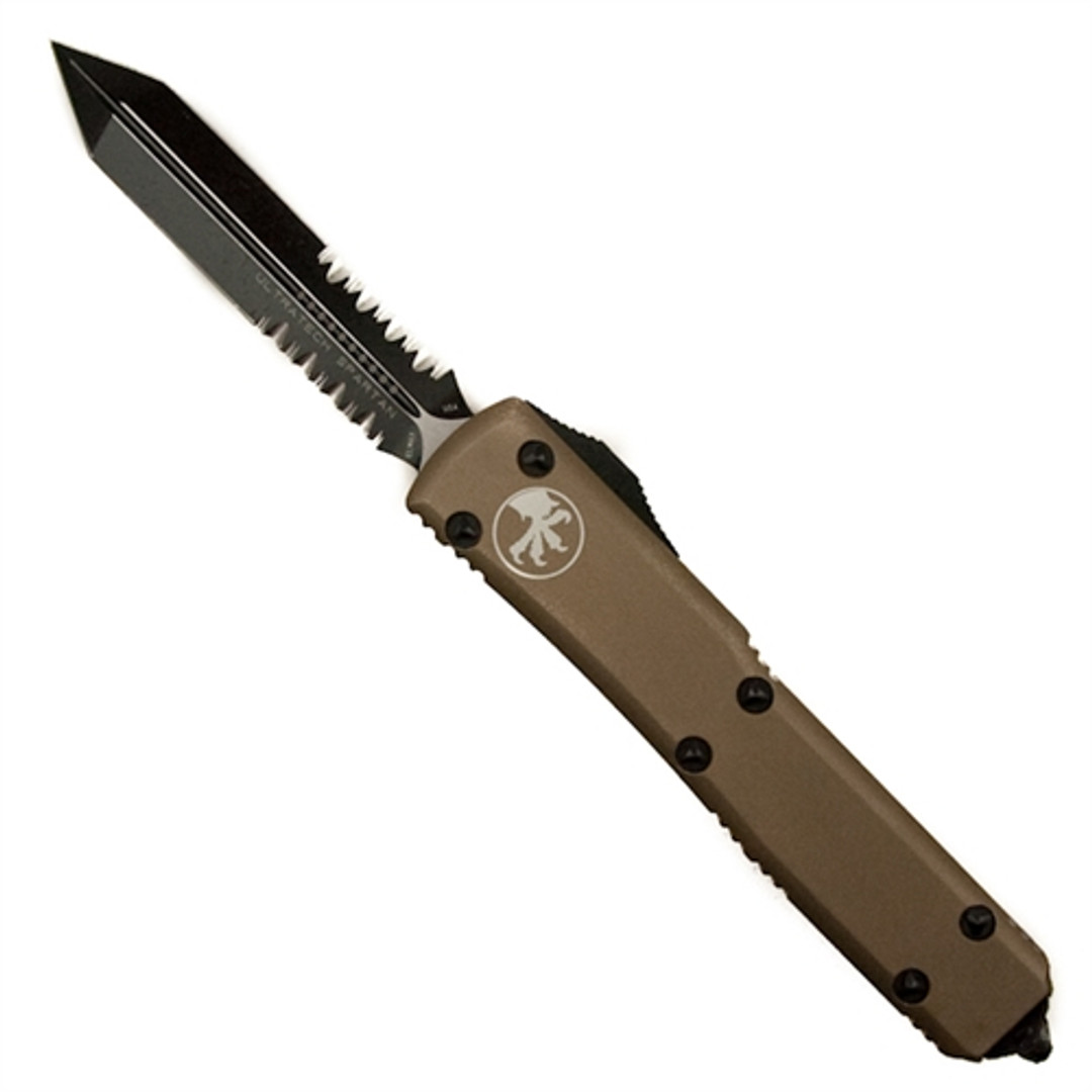 Microtech 223-2CCTA Tan Contoured Ultratech D/T OTF Auto Knife, Black Combo Blade