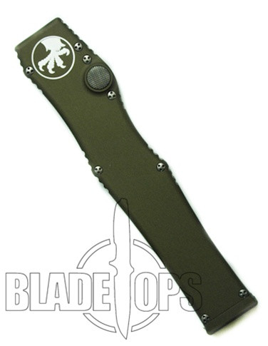 Microtech Green Halo V OTF Automatic Tanto Point Knife, Bead Blast Part Serrated, MT150-8GR