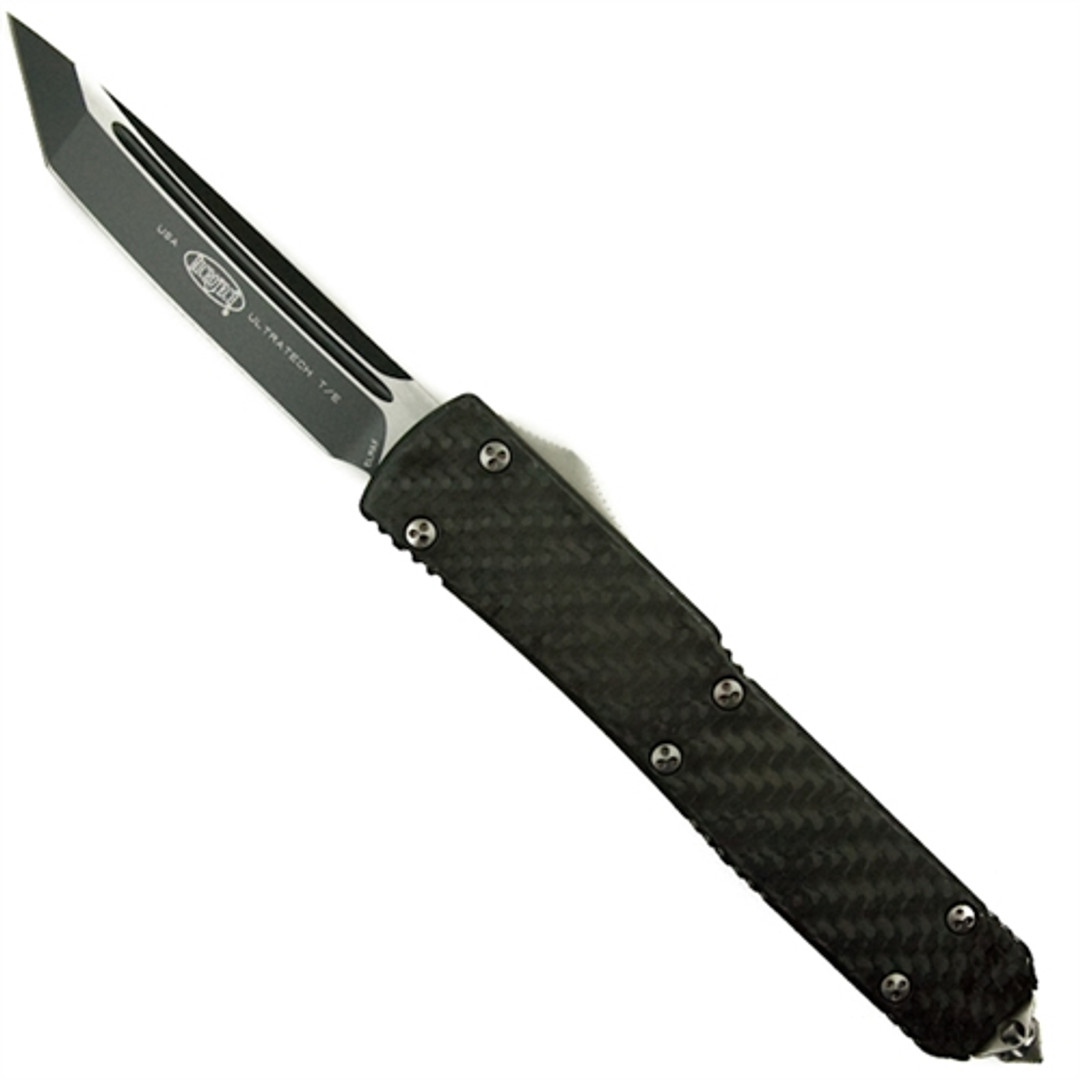 Microtech 123-1CF Ultratech Carbon Fiber T/E OTF Auto Knife, Black Blade