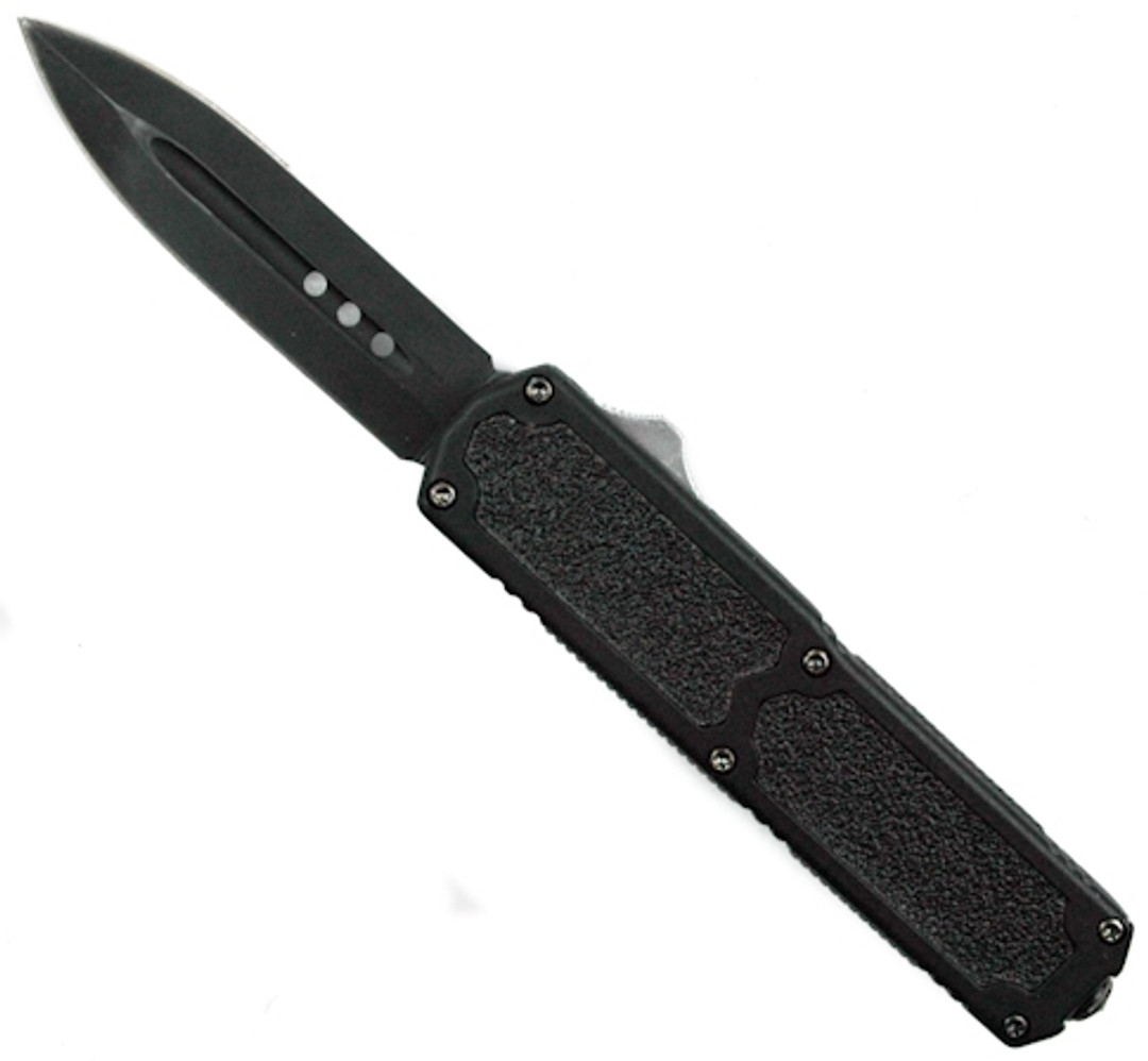 Enforcer OTF Knife, Black Handle, Black Dagger Blade
