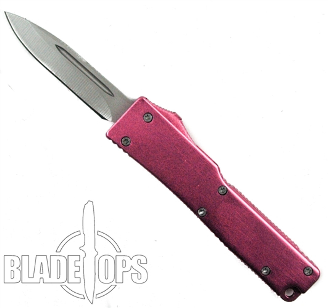 Mini Pink Out The Front Knife, BeadBlast Blade