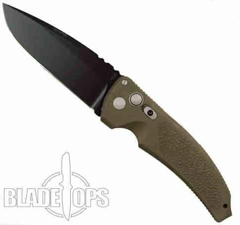 Hogue Knives Brown EX03 Auto Knife, Black Drop Point 4" Blade