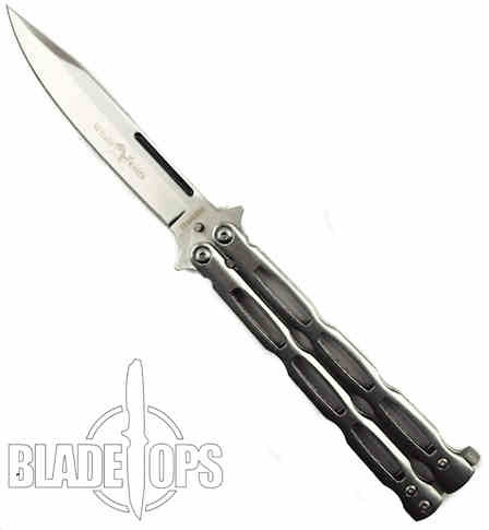 Silver Skeleton Butterfly Knife