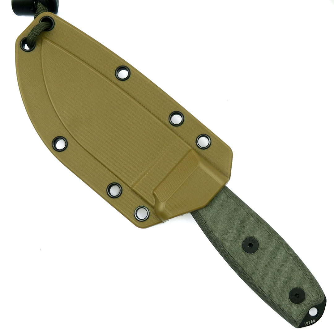 ESEE Knives ESEE-3PM Grey Micarta Fixed Blade Knife, Coyote Brown Sheath & Modified Pommel, 1095 Carbon Black Blade, sheath